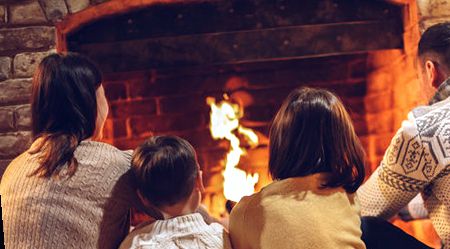 Family evening by the embers